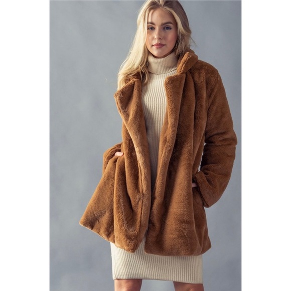 🆕Faux fur open oversized parka coat - Picture 3 of 3